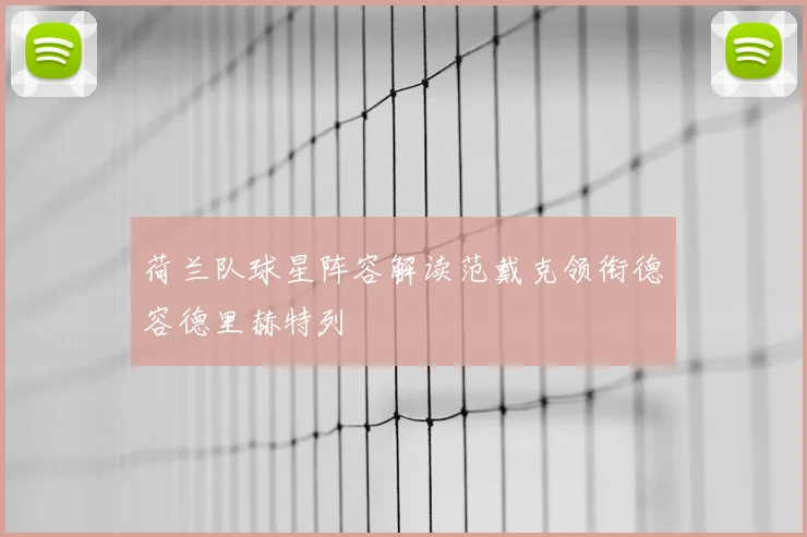 荷兰队球星阵容解读范戴克领衔德容德里赫特列